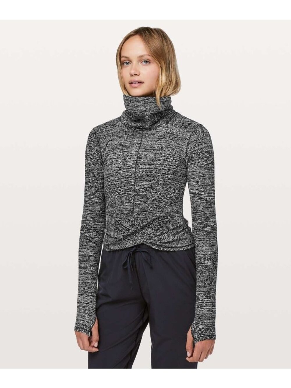 Lululemon Melodic Movement Long Sleeve Twillines White Black 8